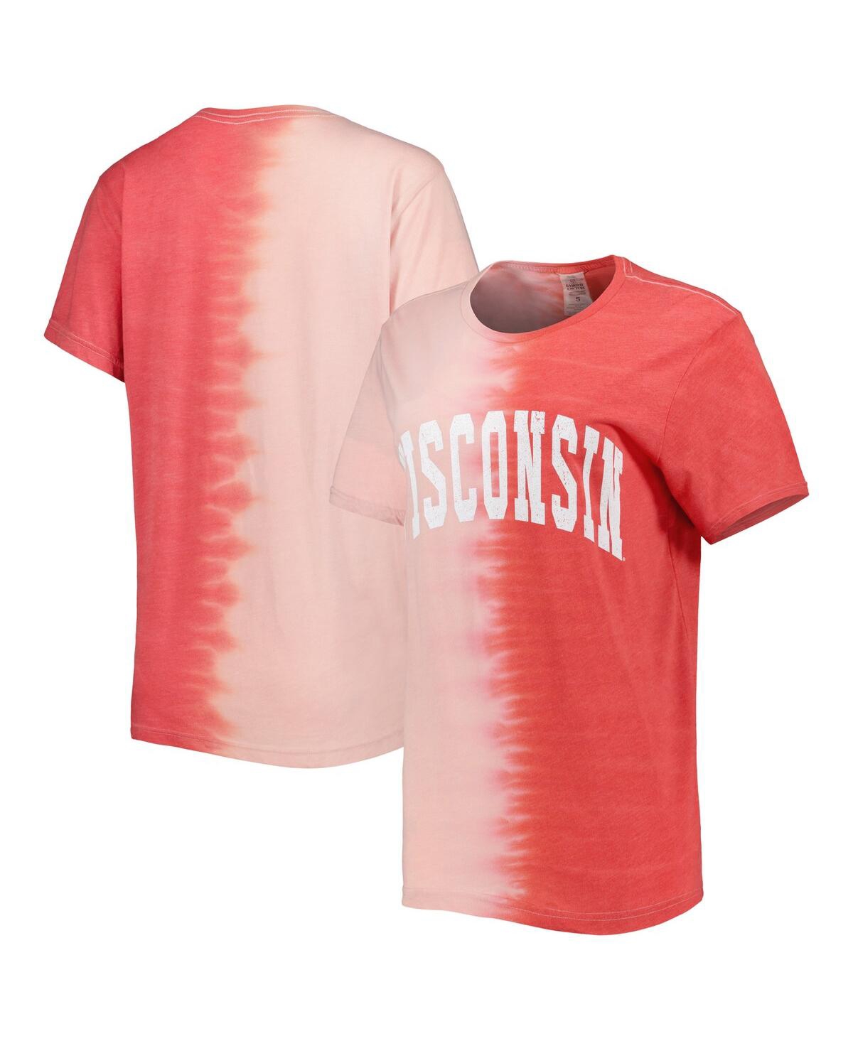 GAMEDAY COUTURE WOMEN'S GAMEDAY COUTURE RED WISCONSIN BADGERS FIND YOUR GROOVE SPLIT-DYE T-SHIRT 