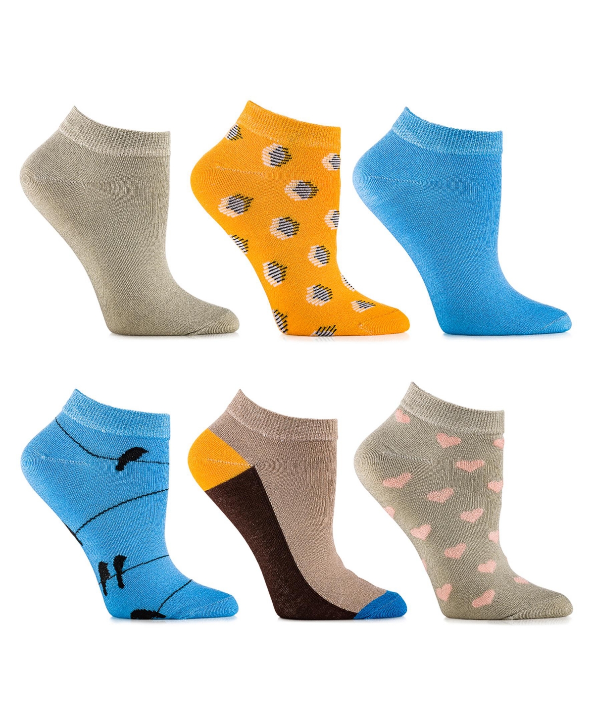 Women's Fuchsia Daffodil Ankle Socks 6 Pack