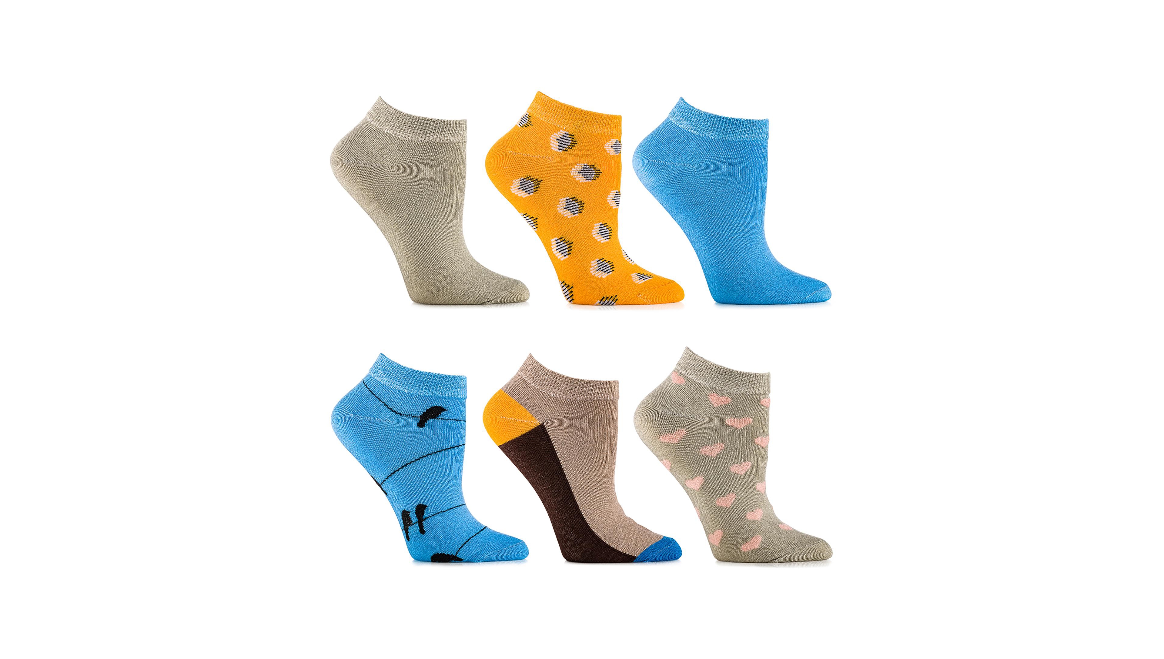 Women's Fuchsia Daffodil Ankle Socks 6 Pack