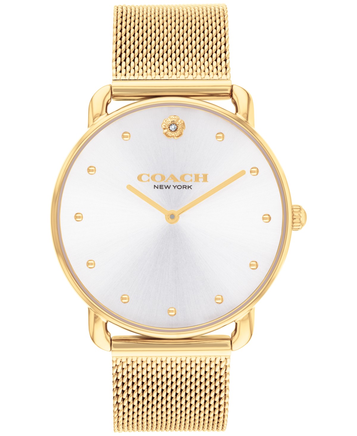 Женские часы COACH Elliot золотистые на стальном браслете-сетке 36мм — фото 2