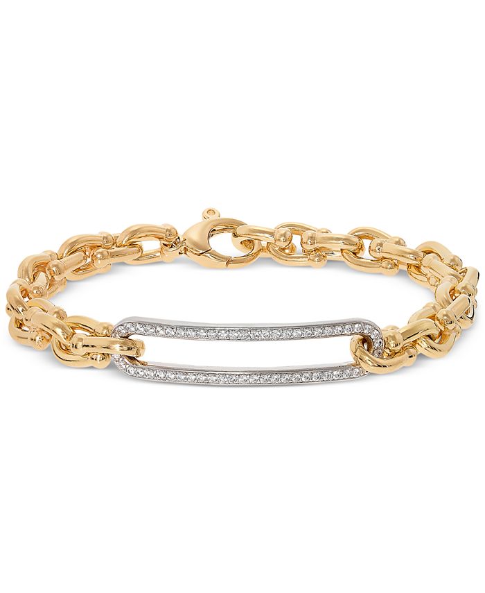 Macy's Diamond Bar Horseshoe Link Bracelet (5/8 ct. t.w.) in Sterling