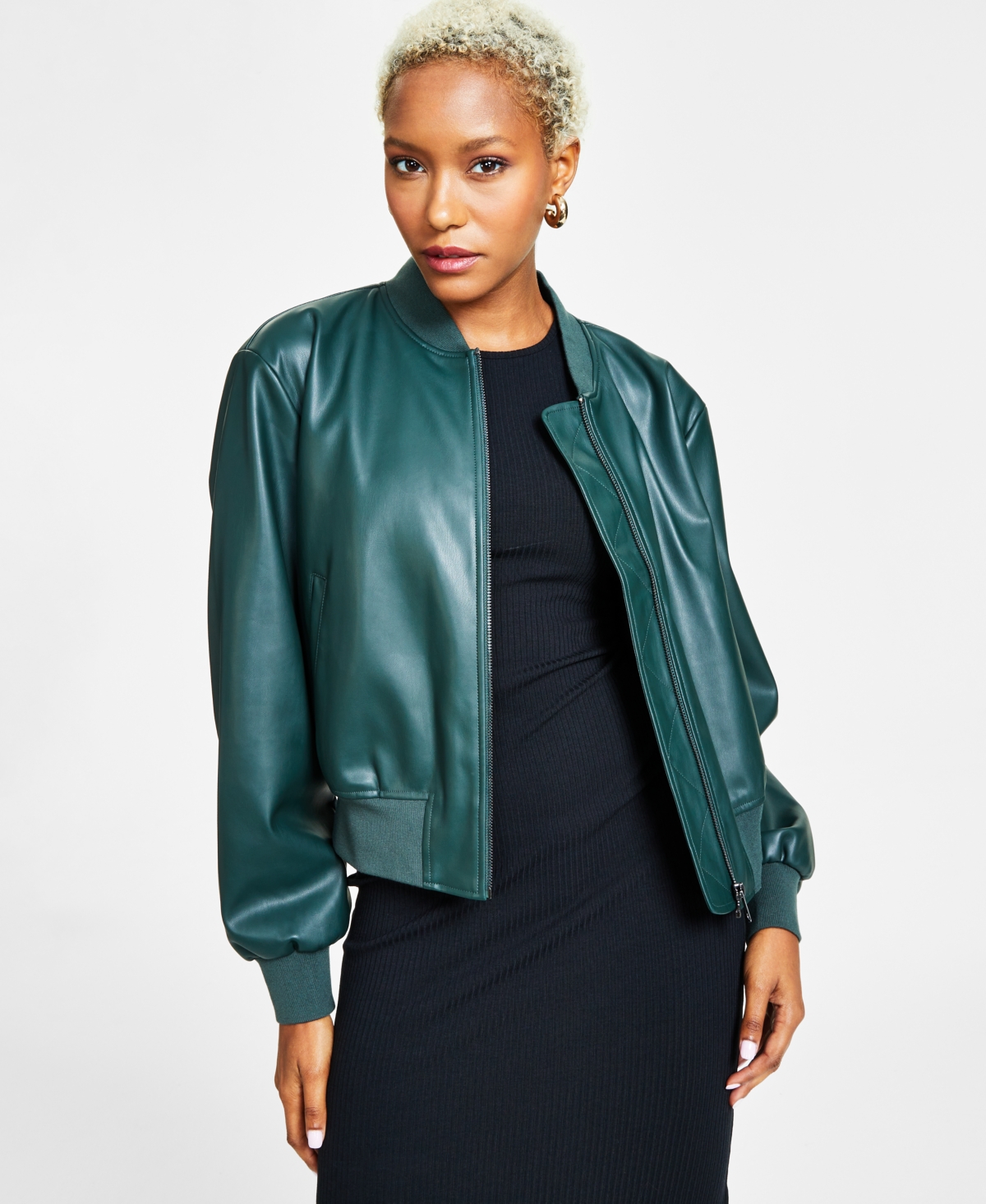 And Now This Women's Faux-Leather Bomber Jacket - Macy's