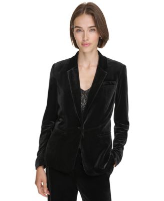 N / A Womens Velvet Long Sleeve Pocket Casual Open Front Lapel Collar Cardigan Outwear Long Velvet Blazers Coat Casual Jackets