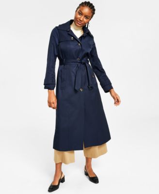 London Fog Women s Hooded Belted Maxi Trench Coat Macy s