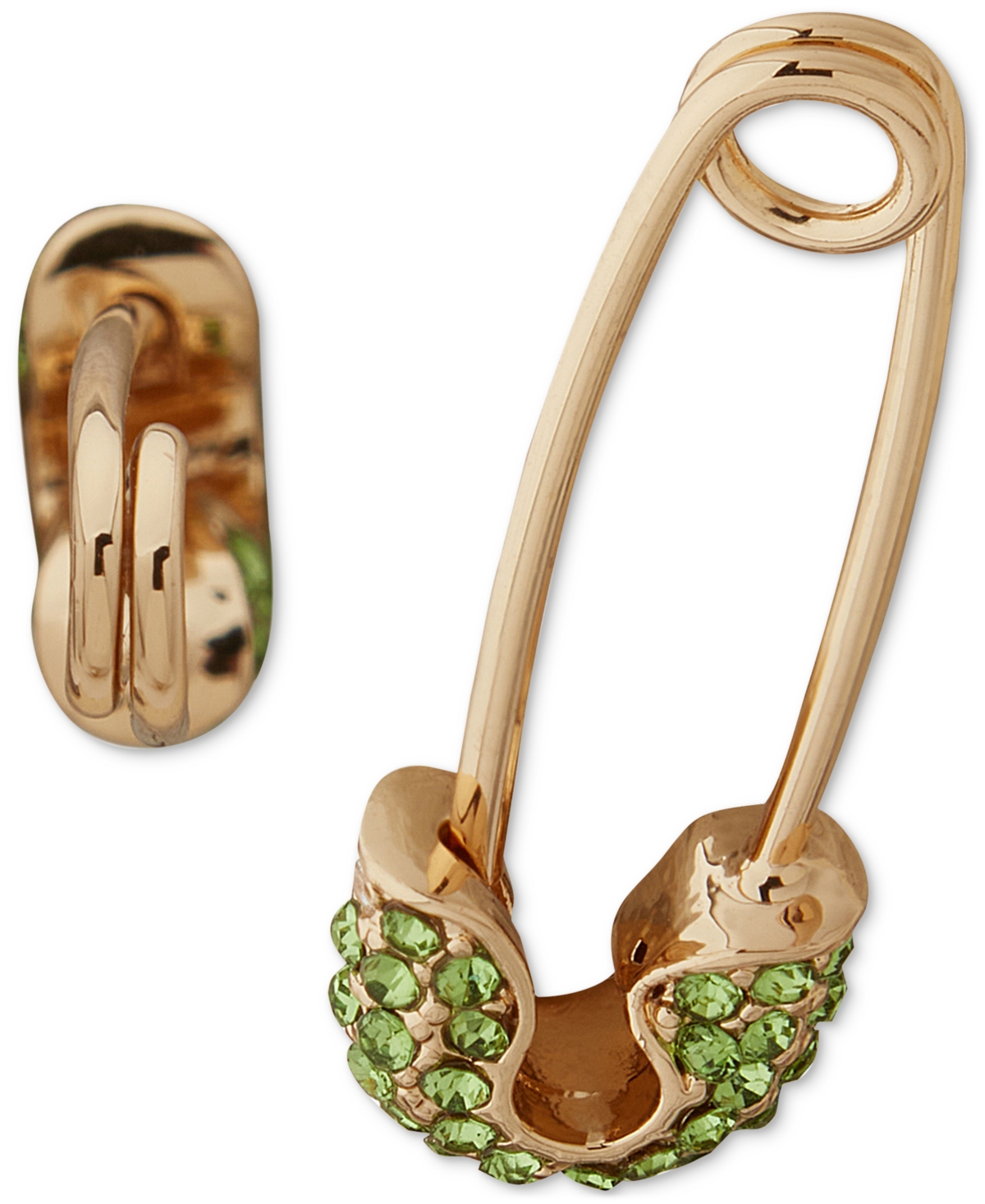 Karl Lagerfeld Paris Women s Gold Tone Crystal Safety Pin Earrings Smart Closet