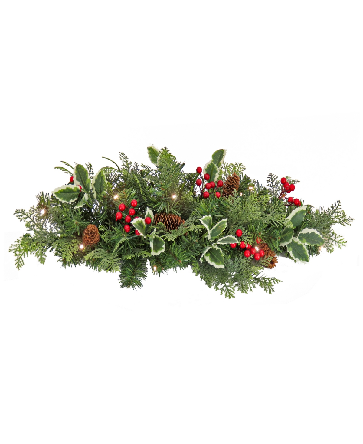 National Tree Company First Traditions 24" Pre-lit Holly Berry Centerpiece In Green