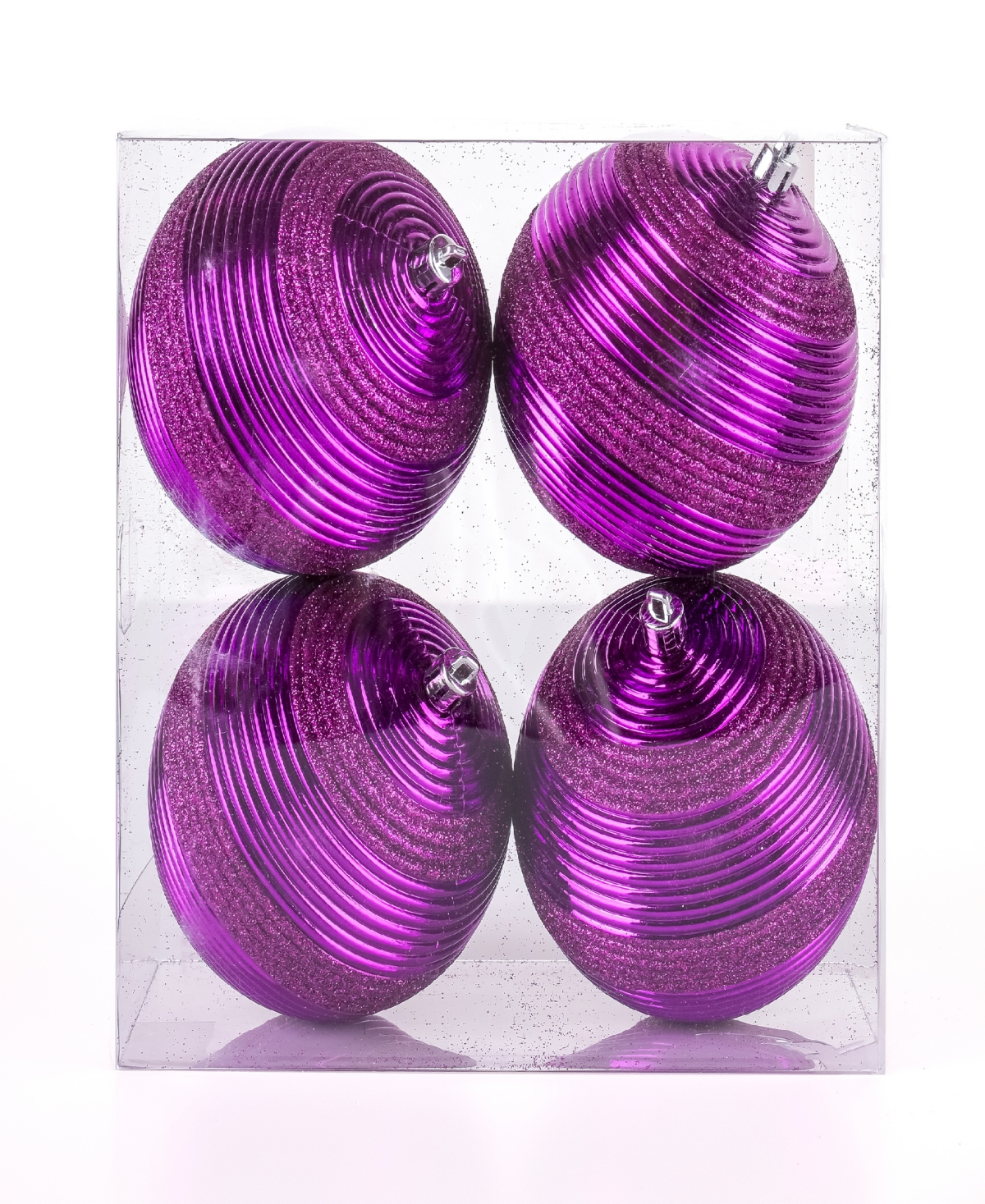 National Tree Company First Traditions 4 Piece Shatterproof Swirling Ornaments In Purple