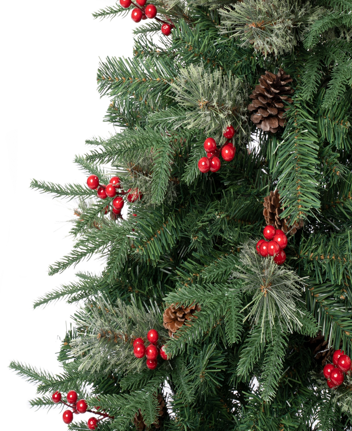 Shop National Tree Company 7.5' Feel-real Virginia Pine Hinged Pine-needle Christmas Tree W Berries & Pinecones In Green