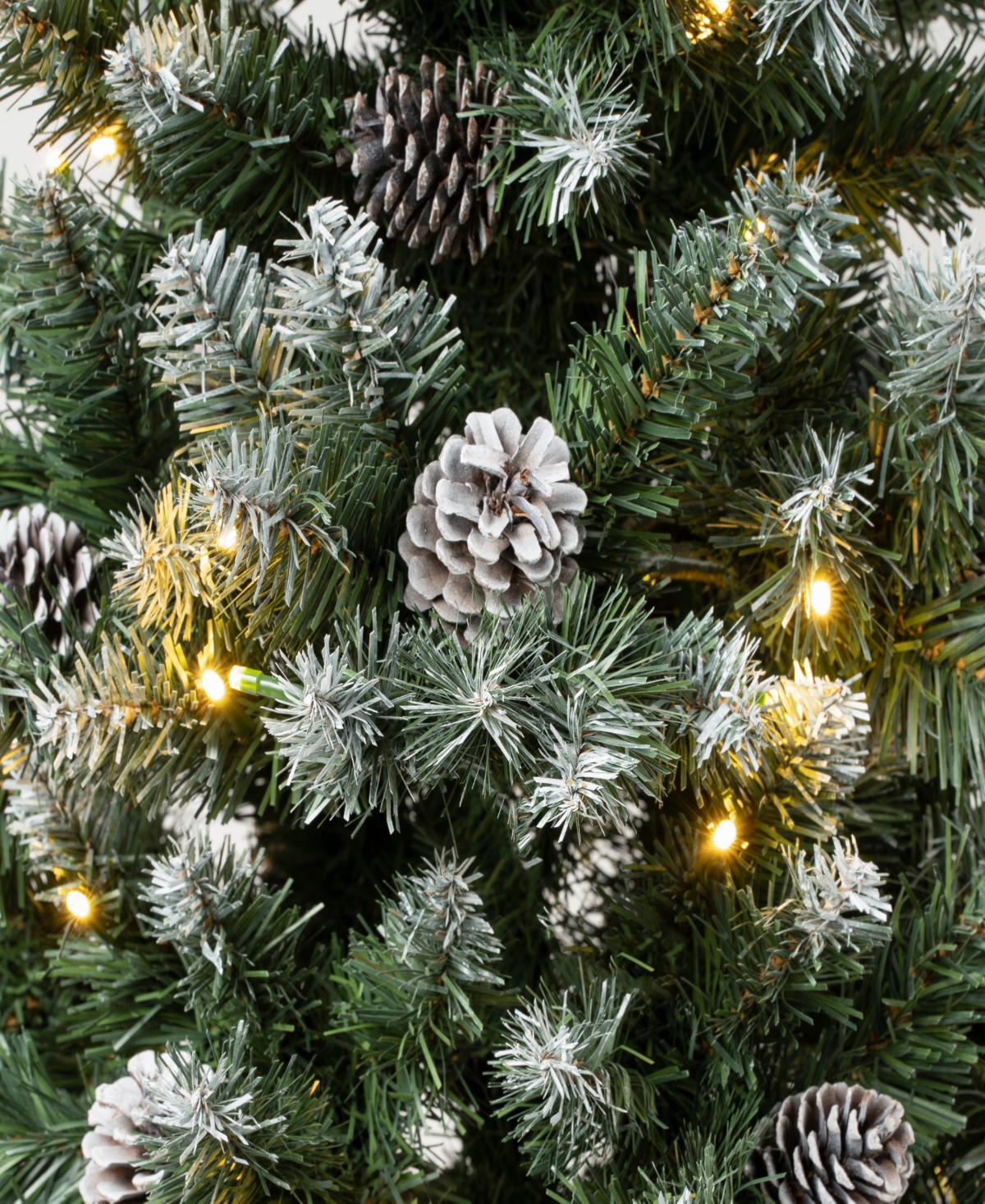 National Tree Company 6 Ft. Oakley Hills Snow Slim Hinged Tree With 53 Pine Cones & 250 Warm White Led Lights In Green