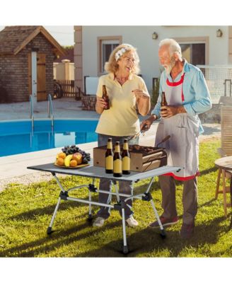 Heavy-Duty Aluminum Camping Table, Folding Outdoor Picnic Table with Carrying Bag