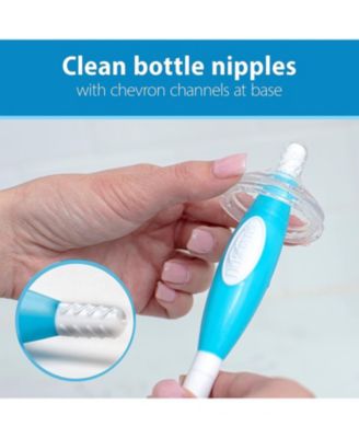 Baby Dr. Brown's Baby Bottle and Nipple Brush Soft Touch and Sponge Brush, Blue, 2 Pack