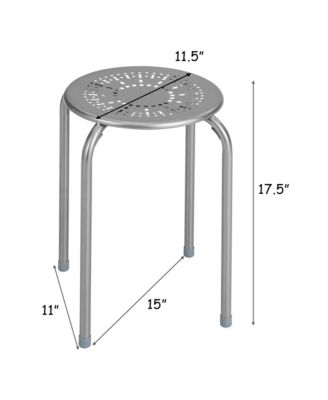 Set of 6 Stackable Metal Stool Set Daisy Backless Round Top Kitchen