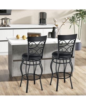 Set of 2 Vintage Swivel Bar Stools 30'' Bistro Upholstered Dining Chairs