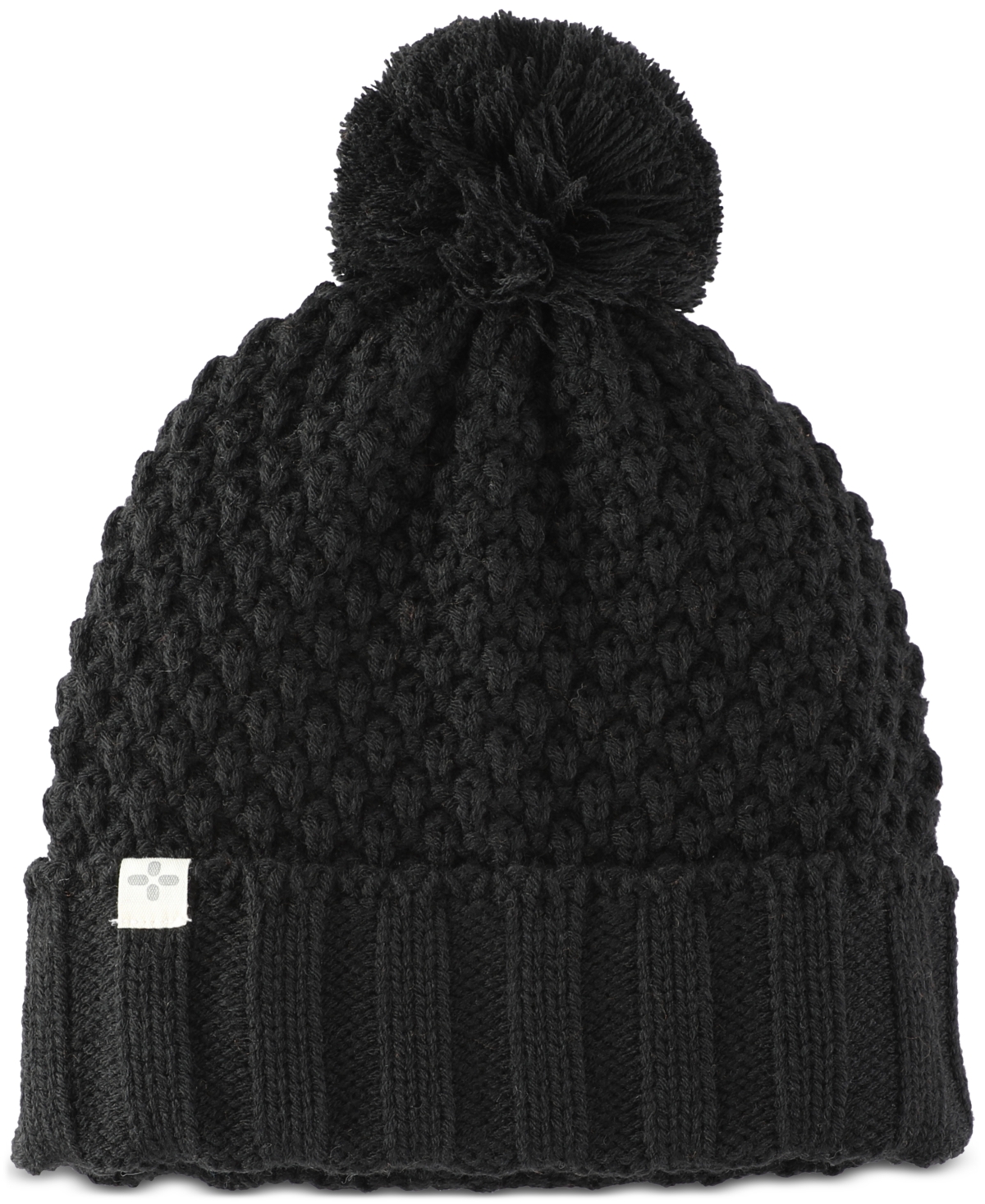 Sun + Stone Men's Textured-knit Cuffed Pom-pom Beanies, Created For Macy's In Black