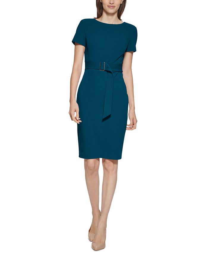 Calvin klein belted deals sheath dress