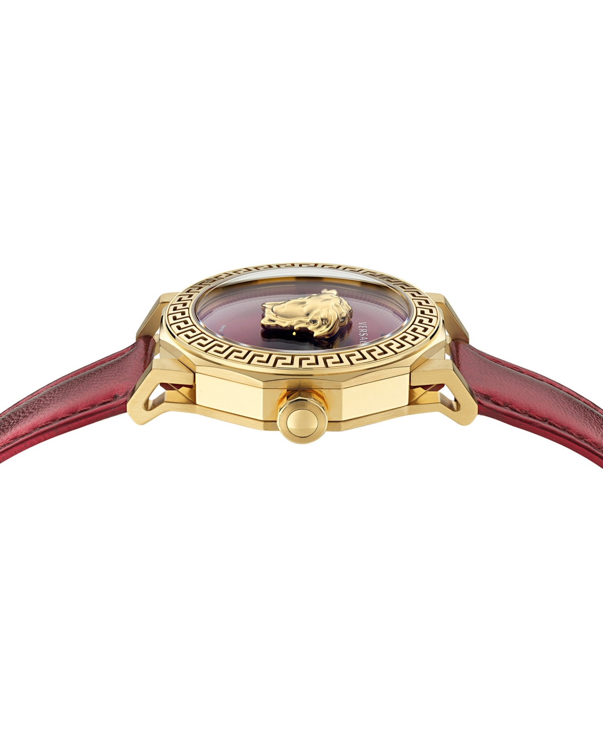 Shop Versace Women's Swiss Medusa Deco Red Leather Strap Watch 38mm In Ip Yellow Gold