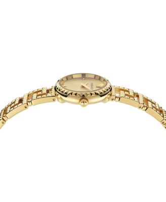 Women's Swiss Greca Goddess Gold Ion Plated Stainless Steel Cut-Out Bracelet Watch 28mm