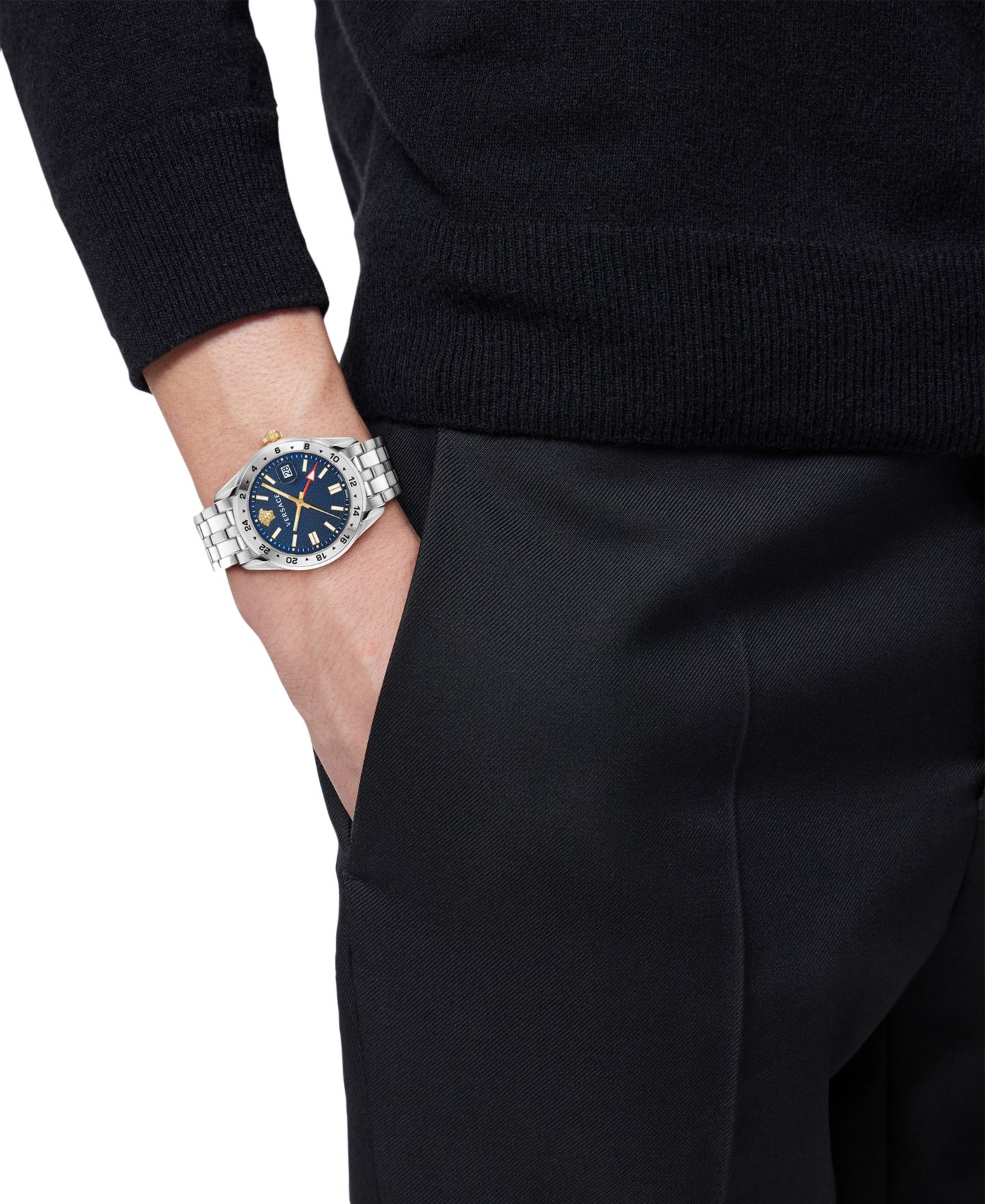 Мужские часы Versace Swiss Greca Time GMT Stainless Steel Bracelet Watch 41mm — фото 5