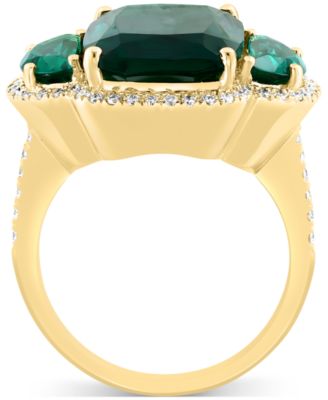 EFFY&reg; Lab Grown Sapphire (10-3/8 ct. t.w.) & Lab Grown Diamond (1/3 ct. t.w.) Halo Statement Ring in 14k Gold (Also in Lab Grown Ruby & Lab Grown Emerald)