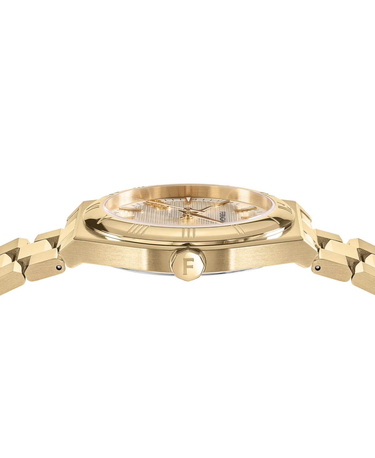 Salvatore Ferragamo Men's Swiss Vega Upper East Gold Ion Plated Stainless Steel Bracelet Watch 40mm