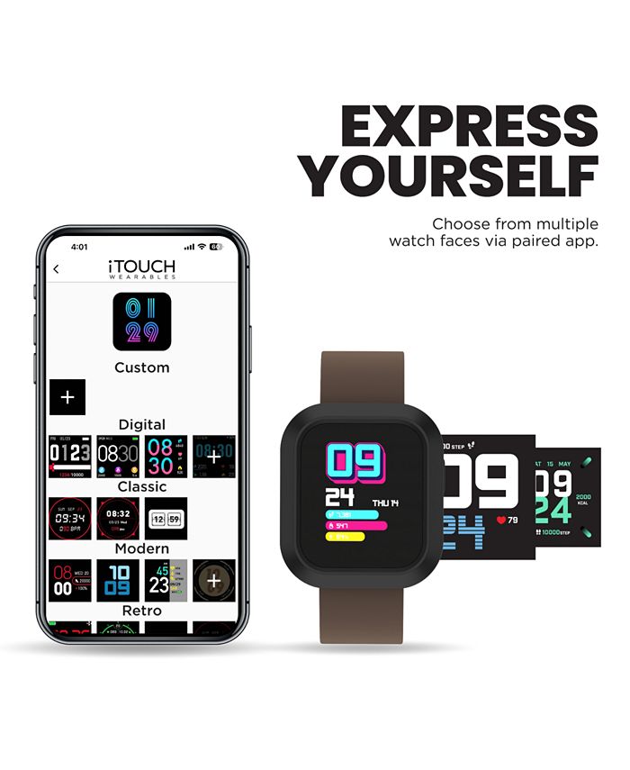 iTouch Unisex Flex Silicone Strap Smartwatch 38.2mm with Extra Bezel