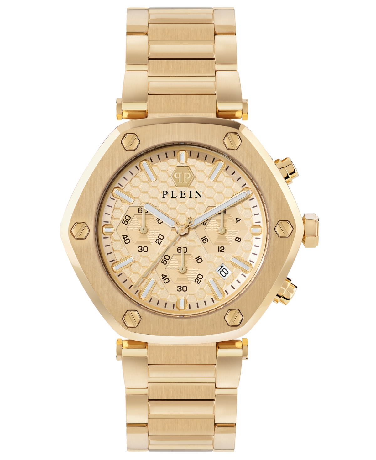 Philipp Plein The Hexagon Chrono Bracelet Watch In Ip Yellow Gold