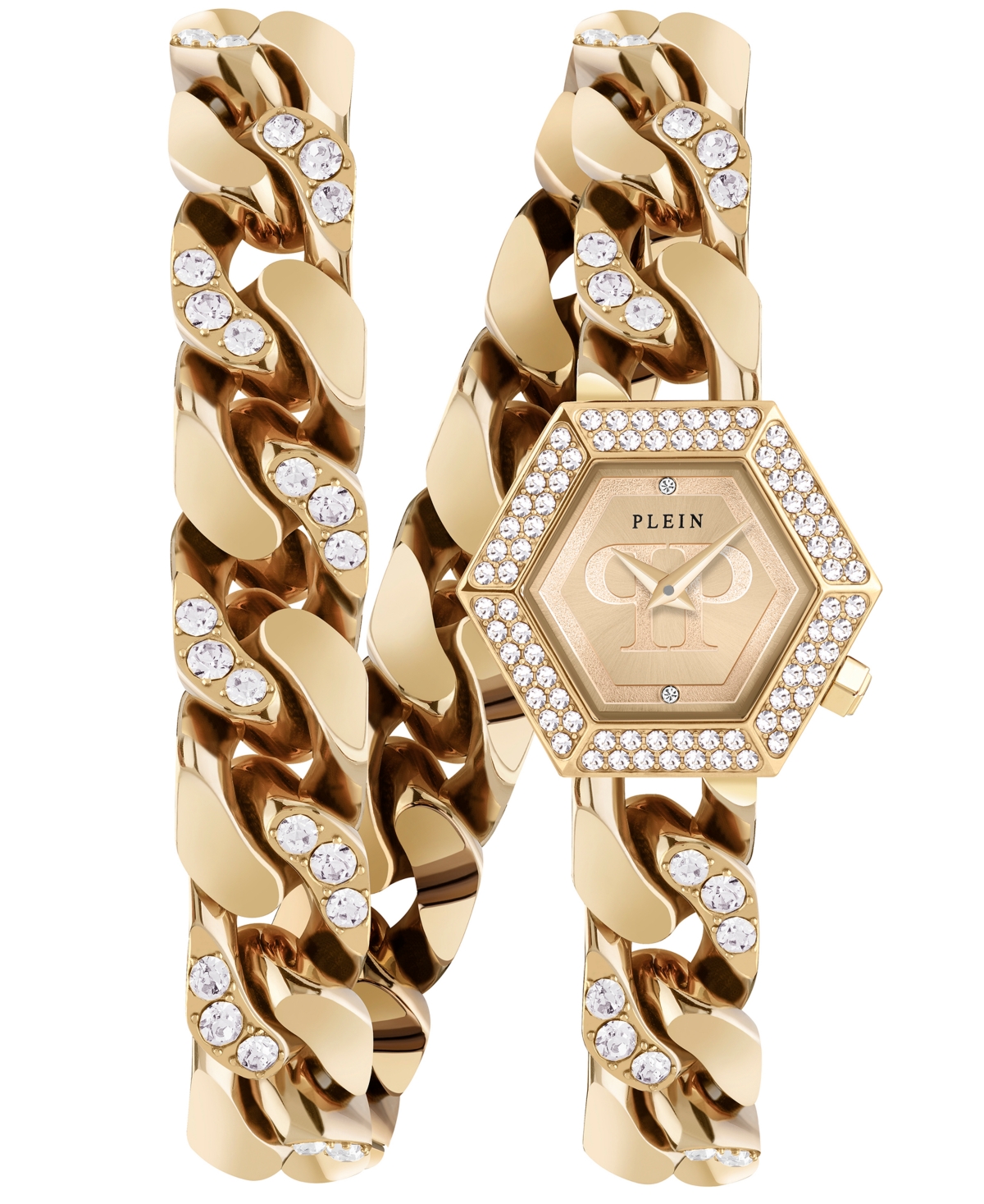 Philipp Plein The Hexagon Groumette Crystal Watch In Gold