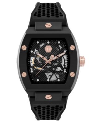 Philipp Plein - Men's Automatic The Keleton Black Silicone Strap Watch 44mm