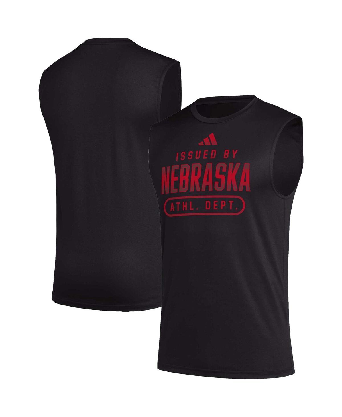Men's adidas Black Nebraska Huskers Sideline Aeroready Pregame Tank Top - Black