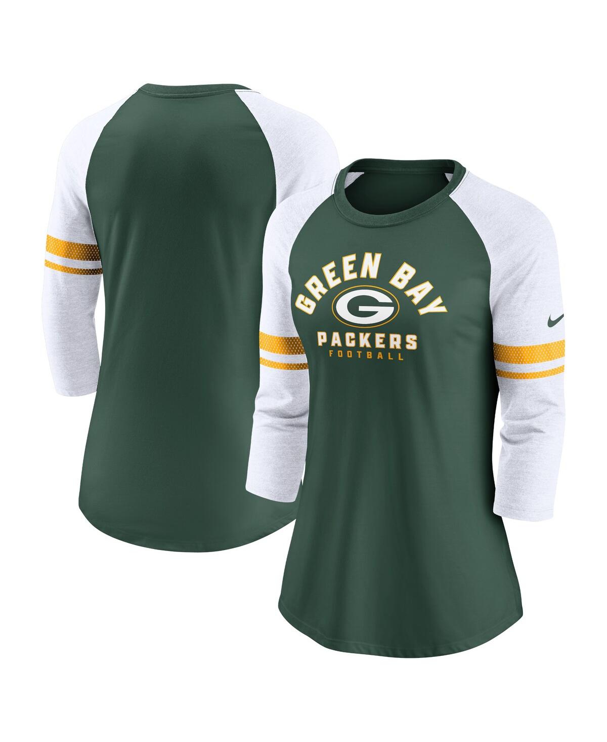 Women's NikeGreen Bay Packers Fashion 3/4-Sleeve Raglan T-shirt - Green