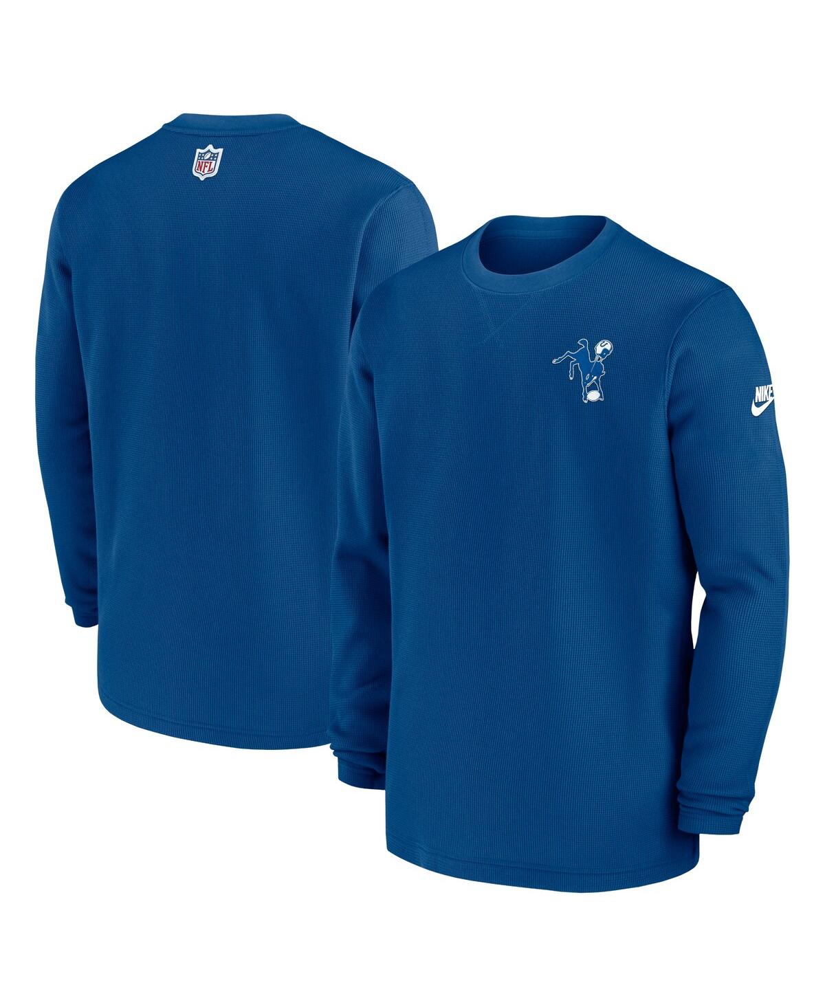 Men's NikeIndianapolis Colts Indiana Nights Alternate Heavy Brushed Waffle Long Sleeve Top - Blue