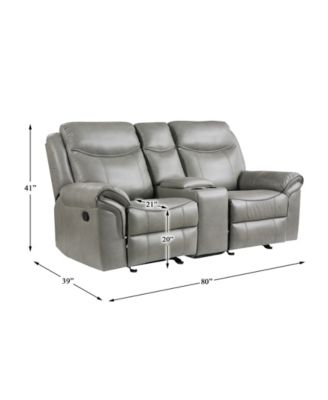 White Label Calico 80" Double Glider Reclining Love Seat with Center Console, Power Outlets, Hidden Drawer and USB Ports