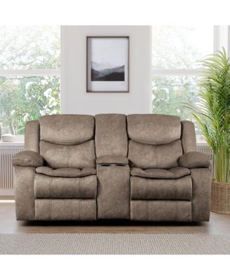 White Label Veloce 79" Double Glider Reclining Loveseat with Console