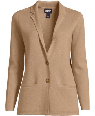 Women's Fine Gauge Cotton Button Front Blazer Sweater