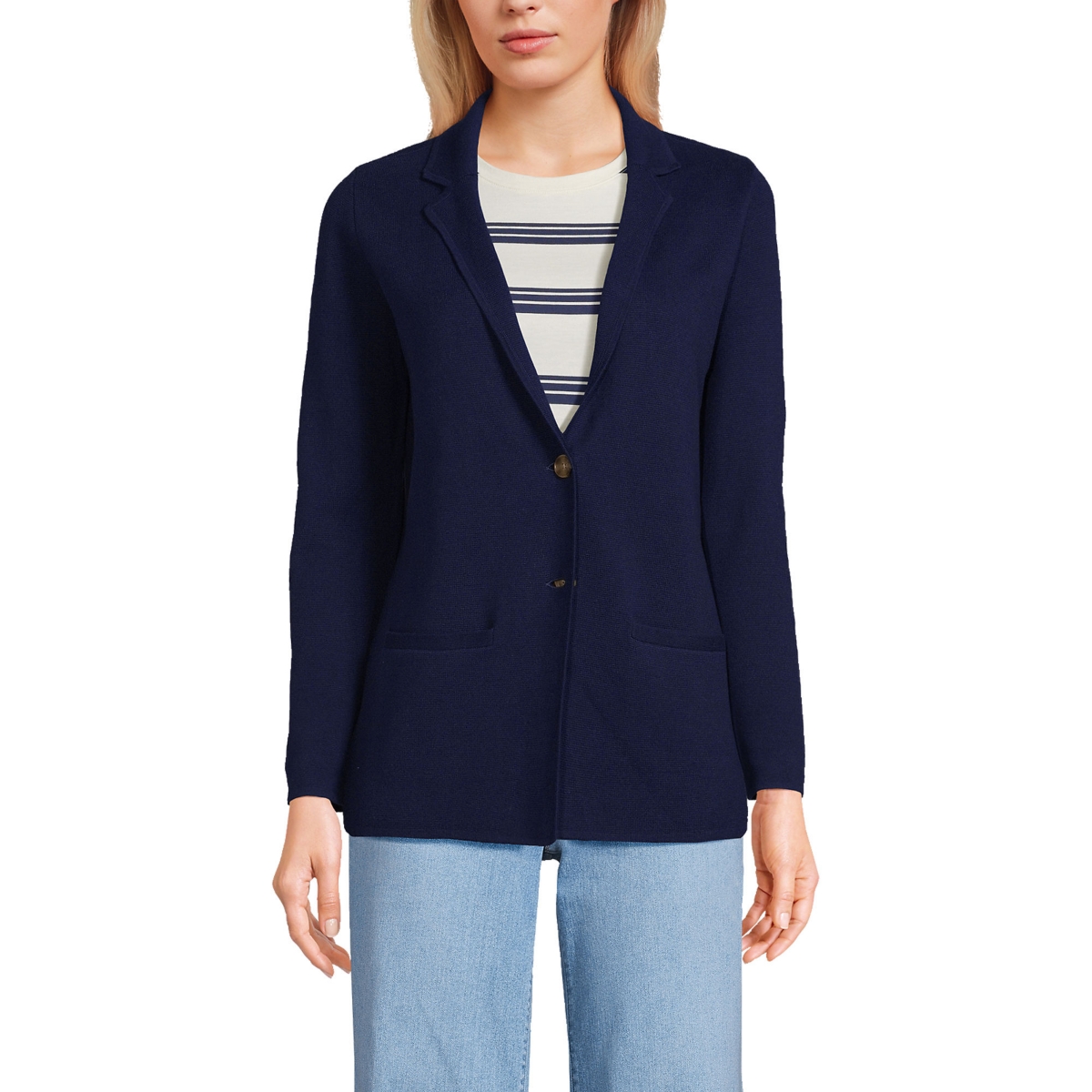 Women's Fine Gauge Blazer Sweater - Deep sea navy