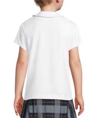 Girls School Uniform Short Sleeve Ruffled Peter Pan Collar Knit Shirt