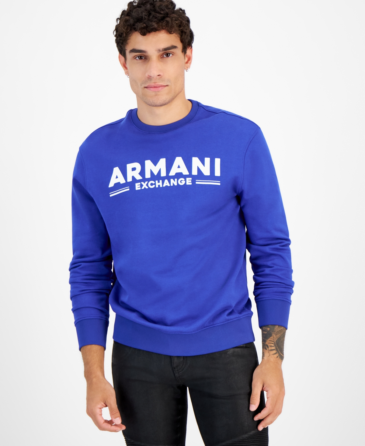 Ax Armani Exchange Men's Logo Sweatshirt, Created For Macy's In Bluing