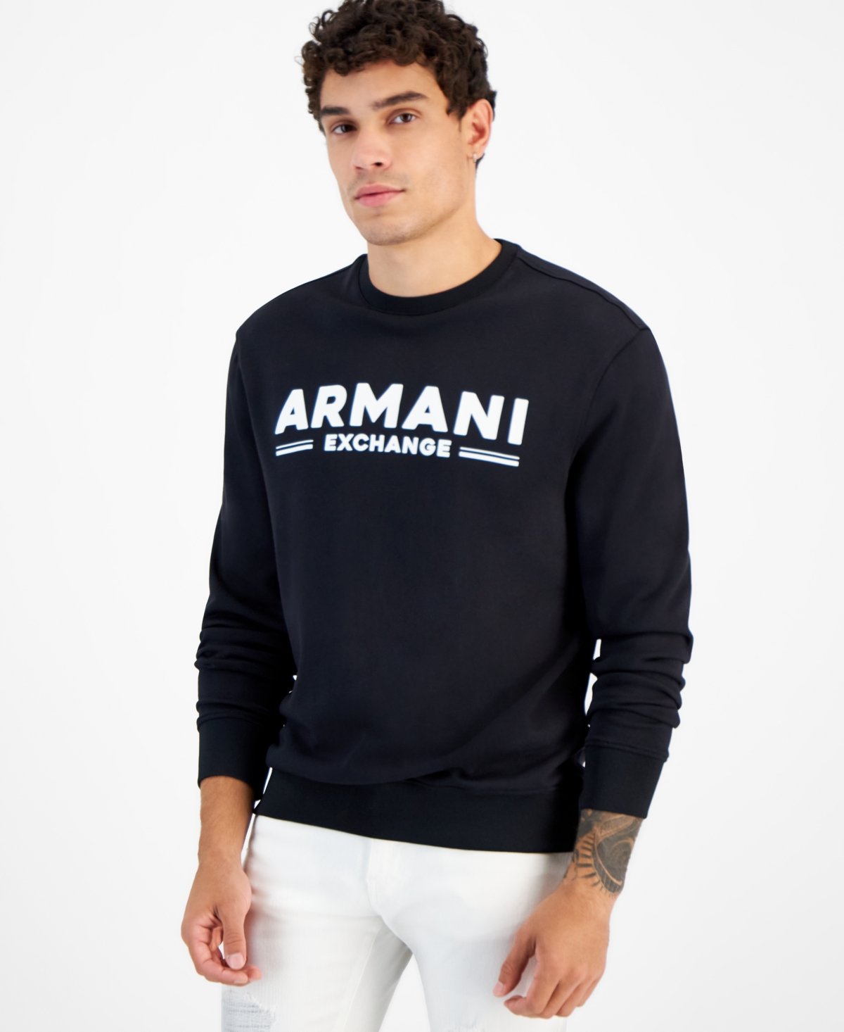 Armani exchange black sweatshirt deals