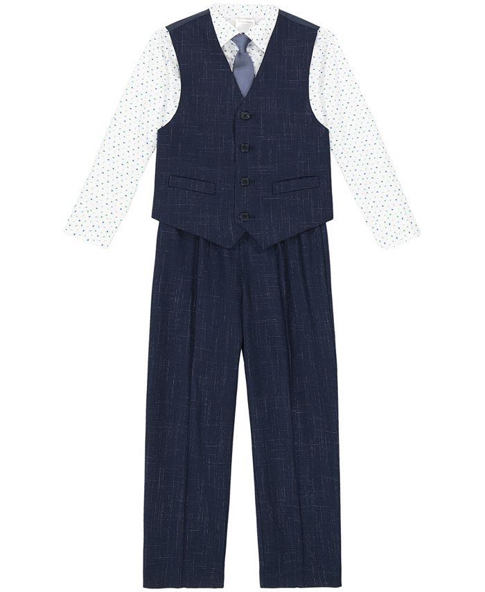 Calvin Klein Toddler Boys Odyssey Vest, Pant, Dress Shirt and Necktie ...