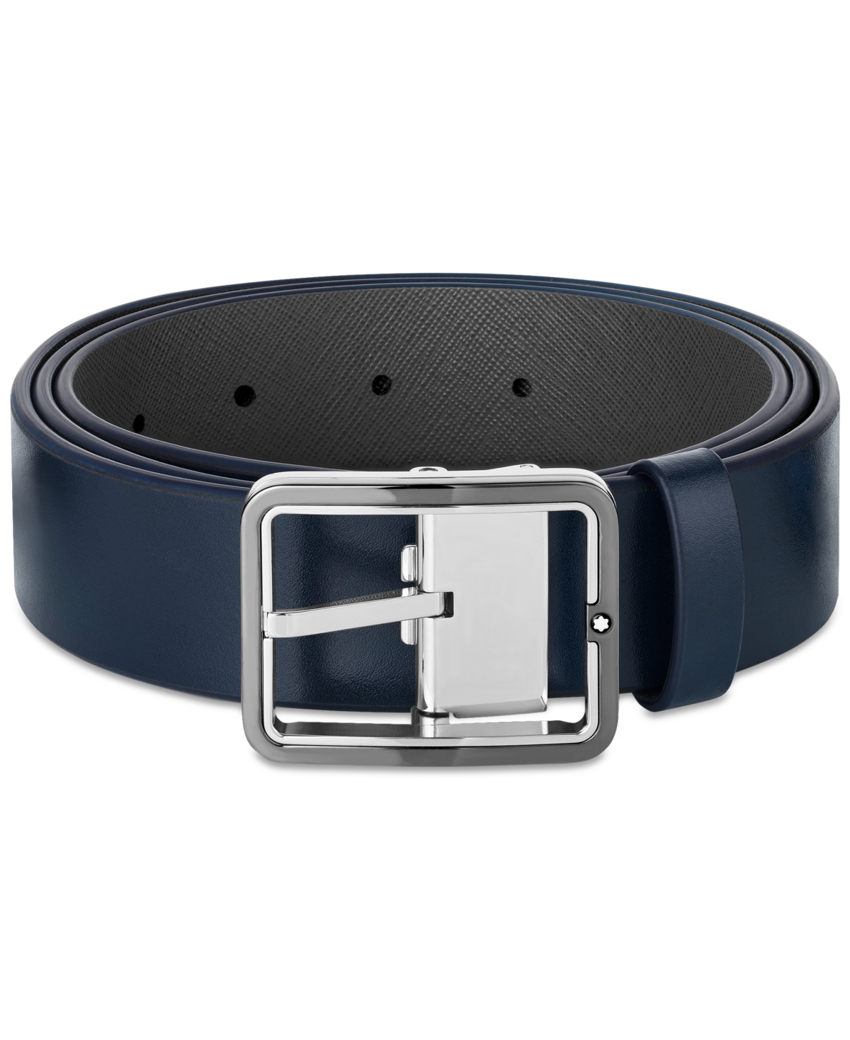 Shop Montblanc Rectangular Buckle Reversible Leather Belt In Blue