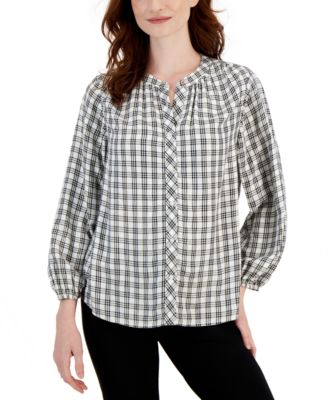 Tommy Hilfiger - Women's Plaid Button-Down Poet Shirt
