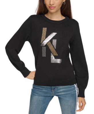 KARL LAGERFELD PARIS - Women's Embellished Logo-Graphic Sweater
