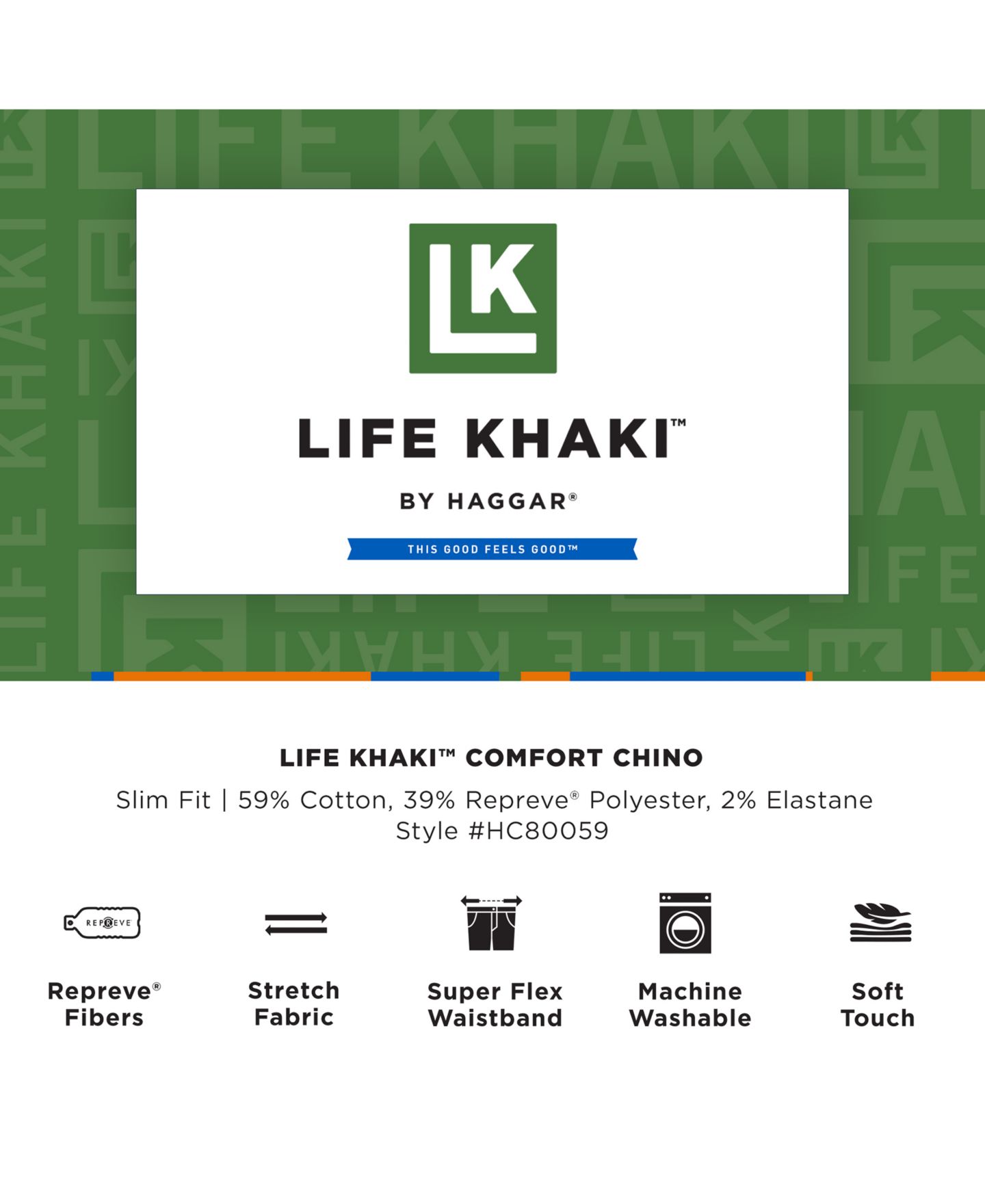 Мужские брюки Haggar Life Khaki™ Straight Fit Comfort Pant, цвет: Чёрный — фото 6
