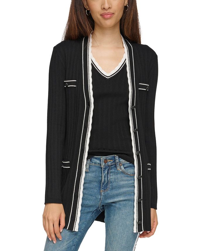 KARL LAGERFELD PARIS Women s Lace Trim Cardigan Sweater Macy s
