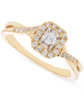 Macy's - Diamond Halo Twist Engagement Ring (1/4 ct. t.w.) in 14k Gold