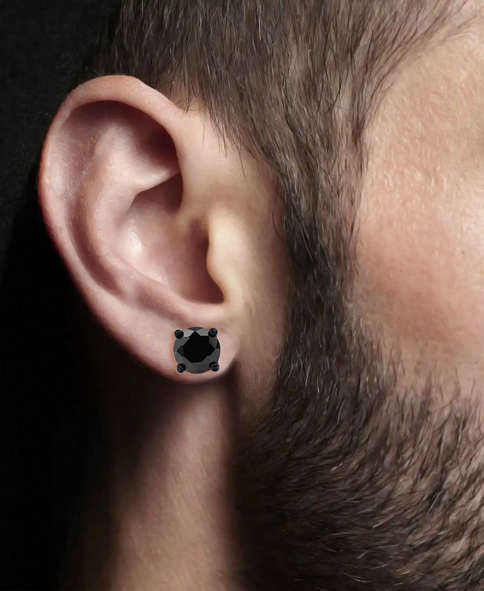 Blackjack Men's 2Pc. Set Cubic Zirconia Stud Earrings in Black & Gold