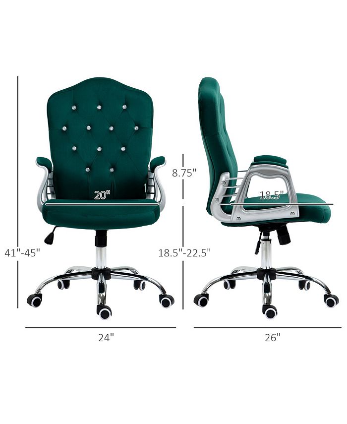 Vinsetto Home Office Chair, Velvet Computer Chair, Button Tufted Desk Chair with Swivel Wheels