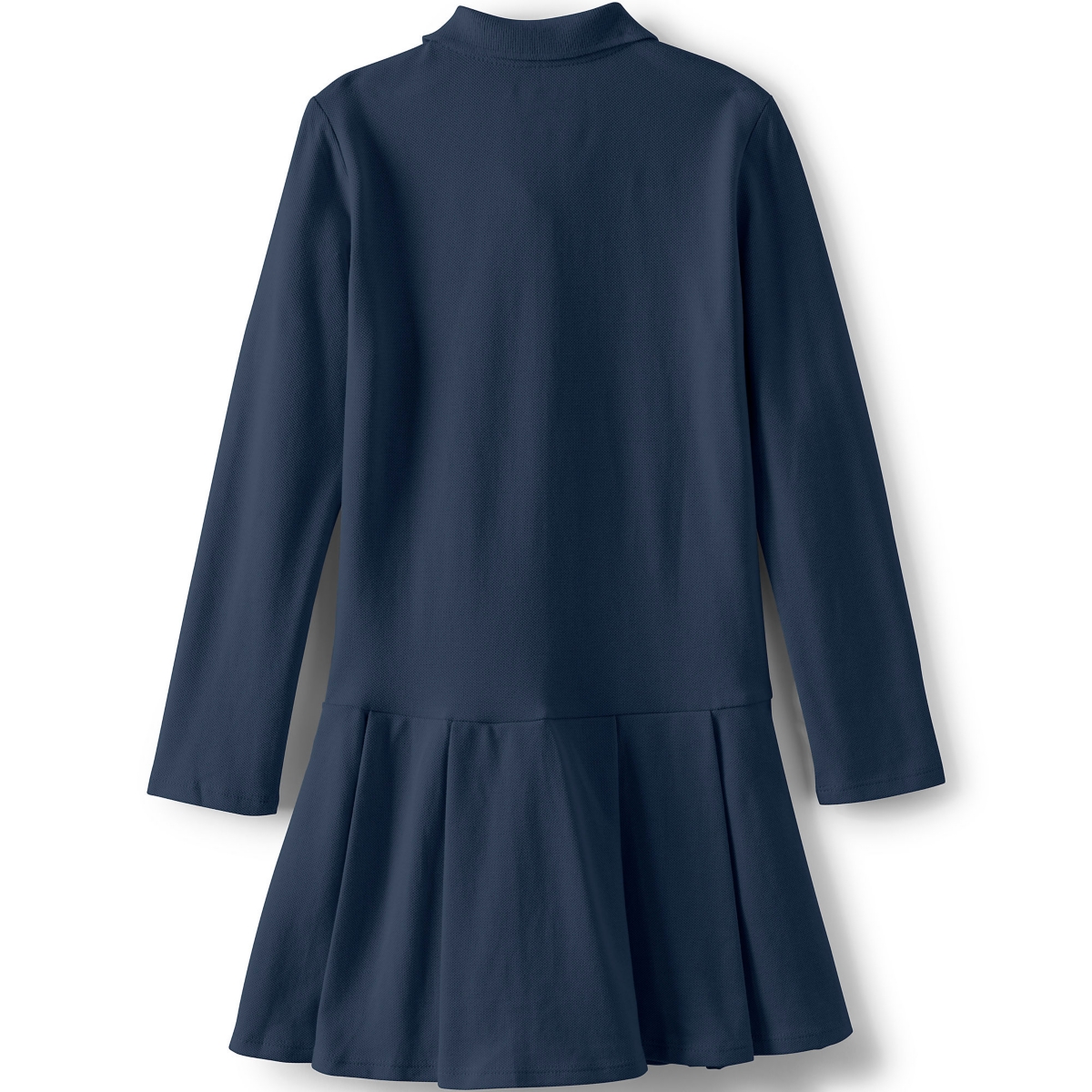 Lands' End Little Girls School Uniform Long Sleeve Mesh Pleated Polo Dress
