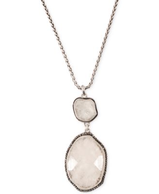 Lucky Brand - Silver-Tone Organic Stone Pendant Necklace