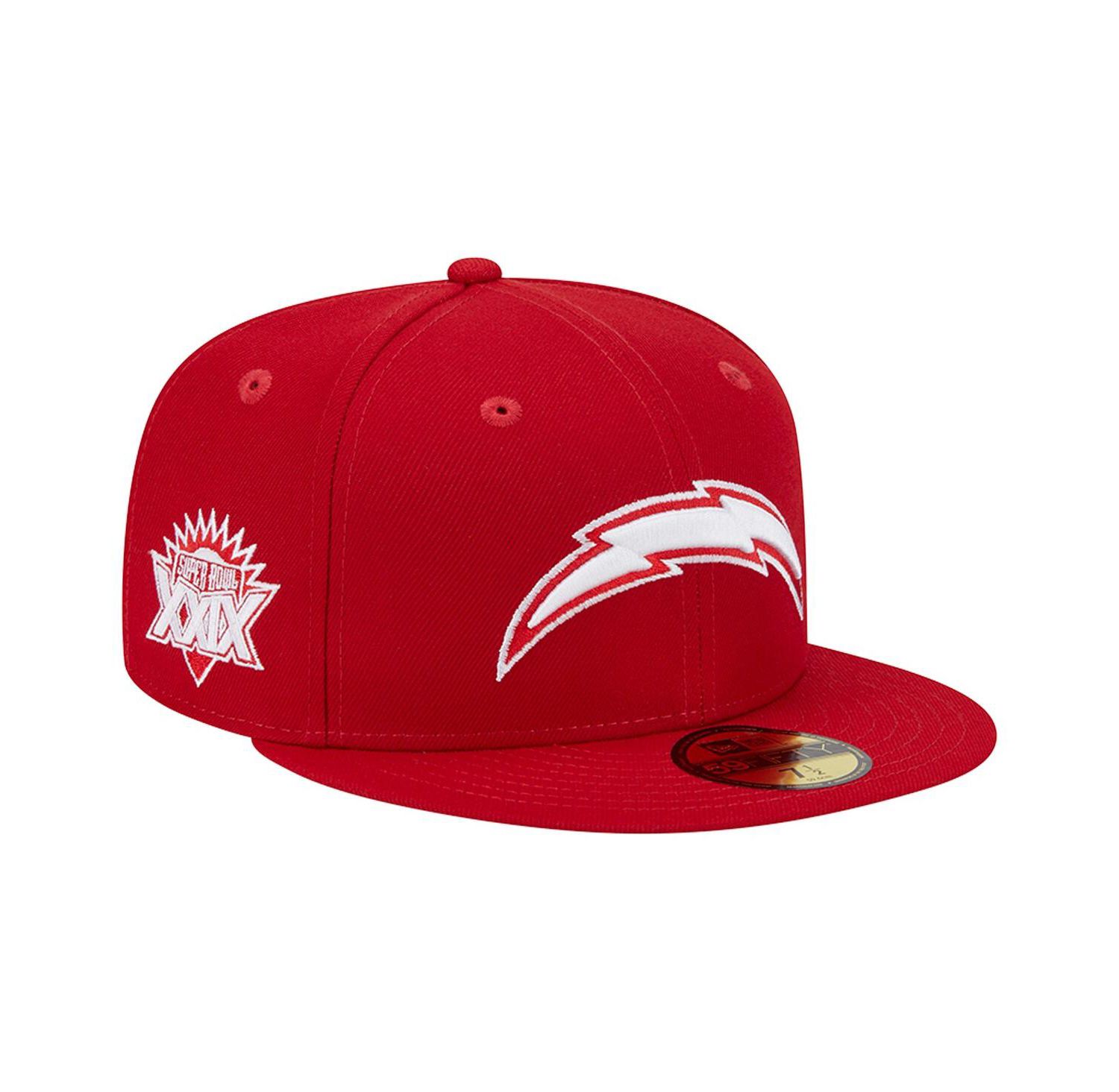 Men's Scarlet Los Angeles Chargers Super Bowl XXIX Main Patch 59FIFTY Fitted Hat